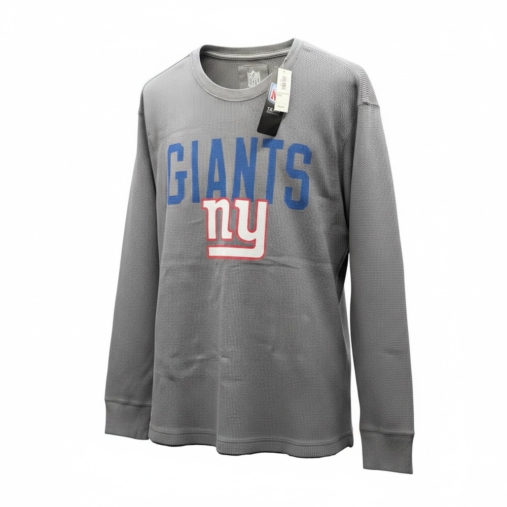 NFL Team Apparel New York Giants Thermal Shirt Mens XL Gray Waffle Knit Long Slv